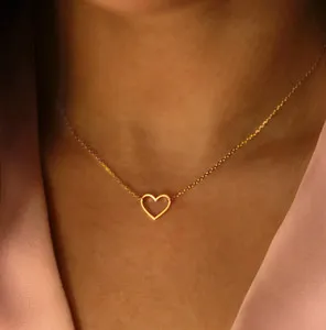 Authentic 18K Gold Plated Heart Pendant Necklace Women Jewelry