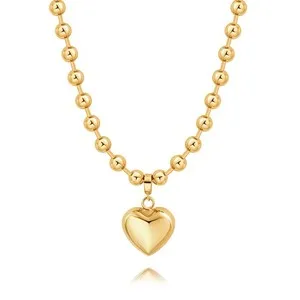 Authentic 18K Gold Plated Pendant Necklace Puffy Heart Pendant Necklace Chunky Satellit...