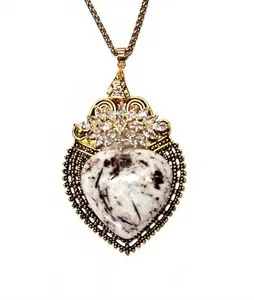 Authentic Golden Heart of Light: Quartz Cabochon Amulet