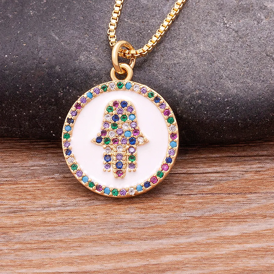 Authentic The Radiant Palm: Hamsa Hand Enamel and Crystal Protection Amulet