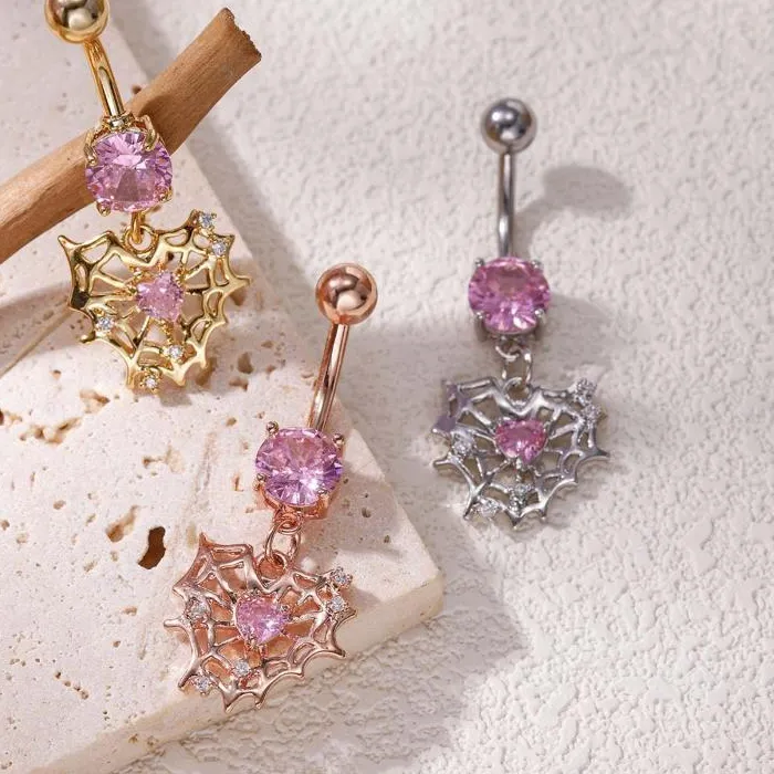 Authentic Creative Spider Heart Belly Button Ring 1Pcs Navel Piercing Jewelry Hypoallergenic For Music Festival Wear