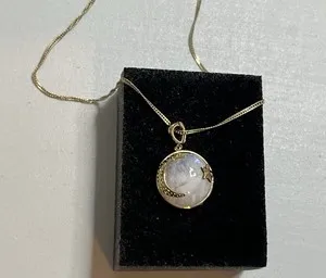 Authentic The Celestial Luminary Moonstone and Gold-Plated Silver Pendant