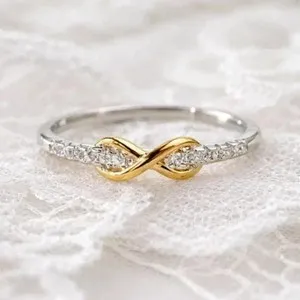 Authentic Infinity Bond: 1Ctw Round Cut Moissanite Women's Ring, 14K Two-Tone Gold Plated