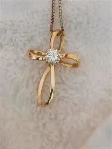 Authentic The Eternal Convergence 2.20 Ct Moissanite Infinity Cross Amulet in Radiant Gold