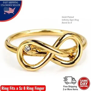 Authentic The Eternal Loop Radiant Infinity Ring in Gold Plated CZ