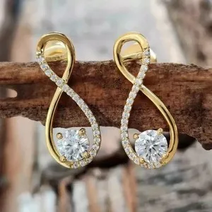 Authentic Radiant Eternity 14K Gold-Plated Lab-Diamond Infinity Studs