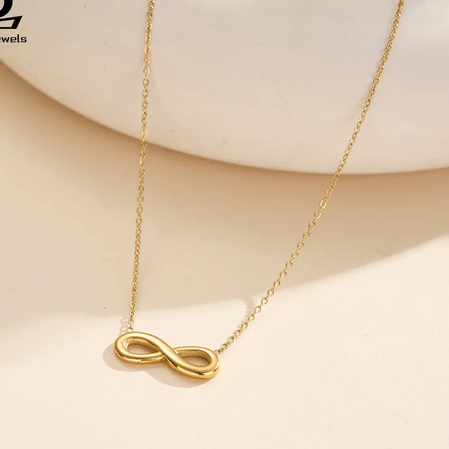 Authentic ORSA JEWELS Classic Hollow Bowknot Infinity Pendant Necklace for Women Daily Wear Collarbone Chain STKN15