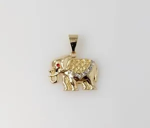 Authentic Gold Plated Elephant Pendant Charm Jewelry Oro Laminado Elefante Dije Medalla