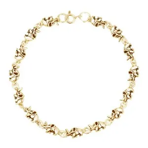 Authentic The Path of Abundance Baby Elephant Link Bracelet in 14K Gold Plated 925 Silver