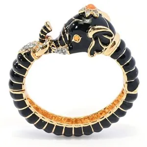 Authentic The Golden Pachyderm of Fortune Enamel and Simulated Topaz Bangle