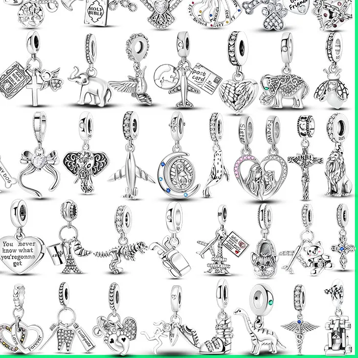 Authentic 925 Sterling Silver Airplane Passport Elephant Charms Bead Pendant Fit Original Bracelet For Women Birthday Jewelry