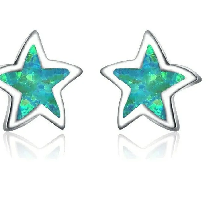 Authentic Celestial Starlight Pentagram Opal Studs