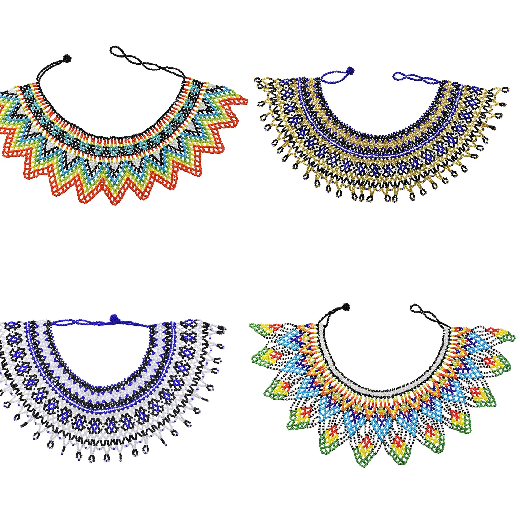 Authentic Handmade Resin Beads Beaded Bib Necklace South Africa Native Ethnic Tribal Choker Collar Statement Jewelry Accessories