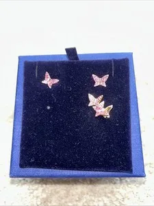 Authentic Rose‑Gold Enchanted Butterfly Earrings – Pink Crystal Wings of Light