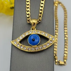 Authentic Celestial Blue Eye Amulet: 24K Gold‑Plated Guardian Pendant