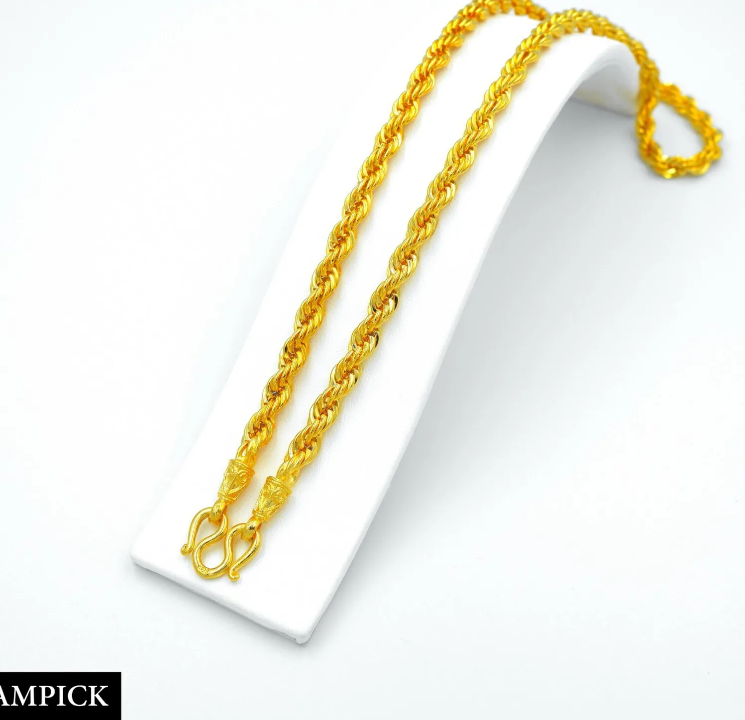 Authentic Rope Chain Men's Jewelry Thai Gold Baht Chain 24K Gold Plated Amulet Necklace