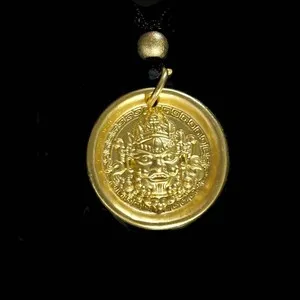 Authentic Tibet Amulet Pendant Gold-plated (NOT SURE) mark '999', Braided Rope Adjustable