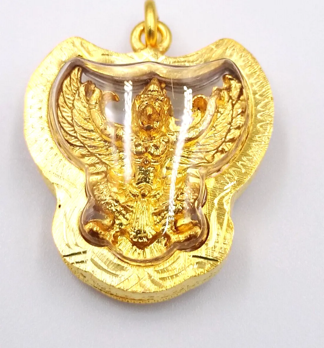 Authentic Gold Lord Garuda Thai Amulet Pendant With Case 22K Thai Yellow Gold Plated