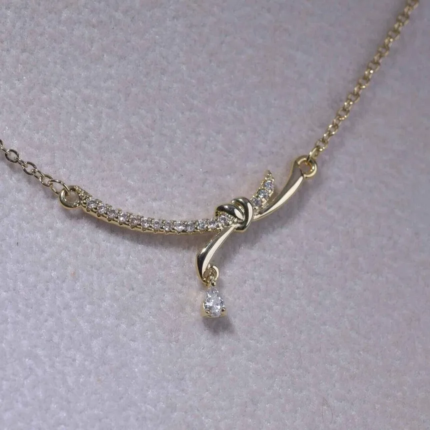 Authentic 14K Yellow Gold Plated Wedding Amulet Pendant 1.2Ct Pear Cut Simulated Diamond