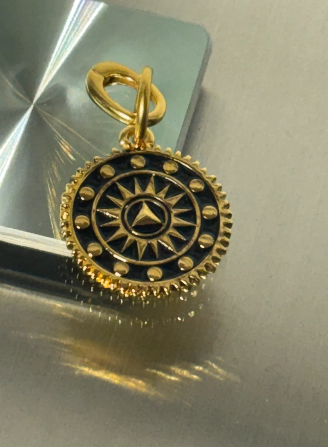 Authentic Mayamar 24K Gold Plated Enamel Lucky Pyramid Amulet Enhancer BLACK Pendant (NEW)