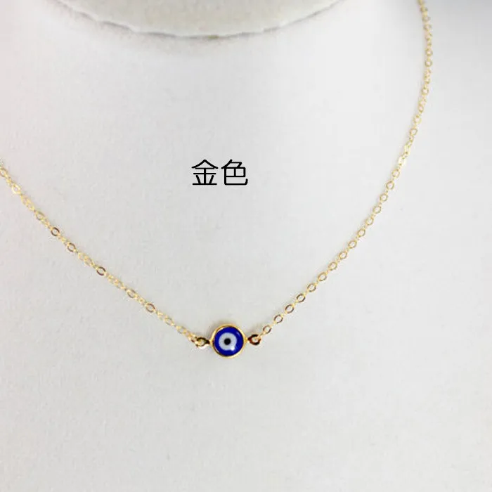 Authentic Evil Eye Necklace Hamsa Amulet Round Charm Pendant Gold Plated Chain Gift Women