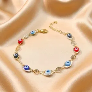 Authentic Colorful Evil Eye Gold Plated Bracelet Lucky Protection Amulet Adjustable Dainty