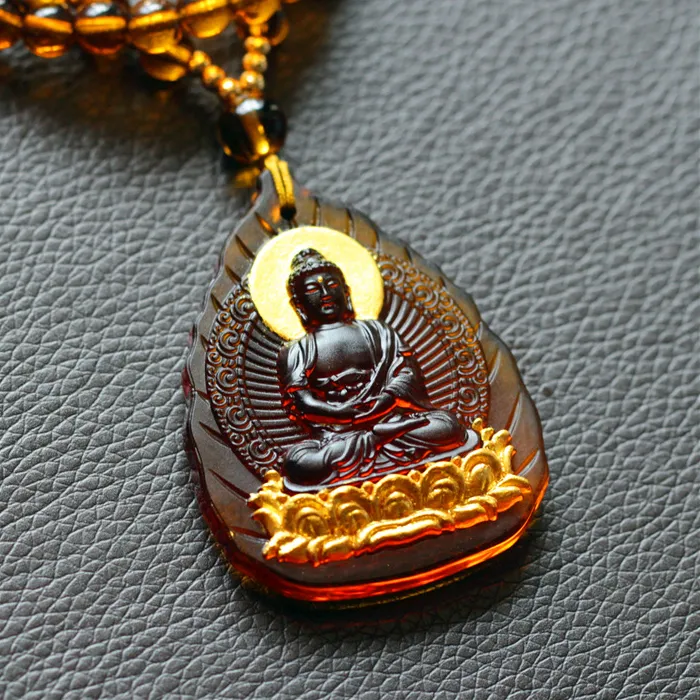 Authentic Chinese Style Lucky Gold Plated Glaze Buddha Pendant Necklace 12 Chinese Zodiac Eight Patron Saints Natal Buddha Amulet For Bles
