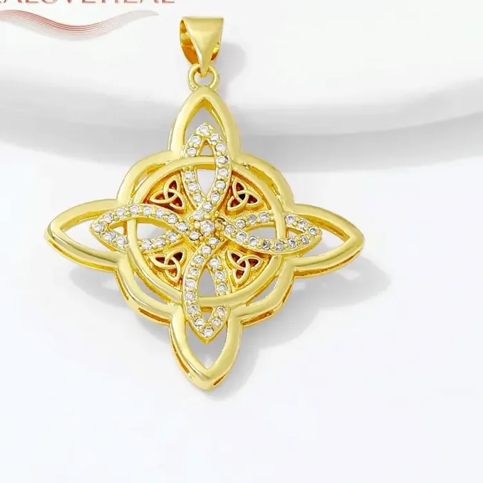 Authentic 18K Gold Plated Witch's Knot Charms for Necklace Knot Pendant With Triquetra Knot Wiccan Talisman Jewelry Amulet