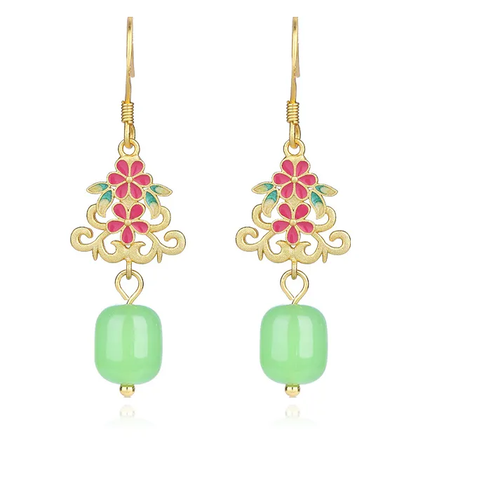 Authentic Verdant Harmony Jade Talisman Earrings in 18K Gold Plate
