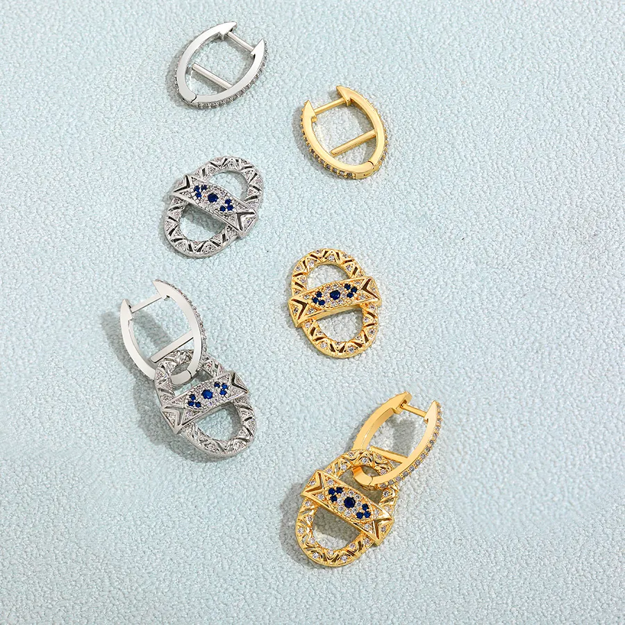 Authentic Azure Gaze Protection Hoops - 18K Gold Plated Lucky Amulet Earrings