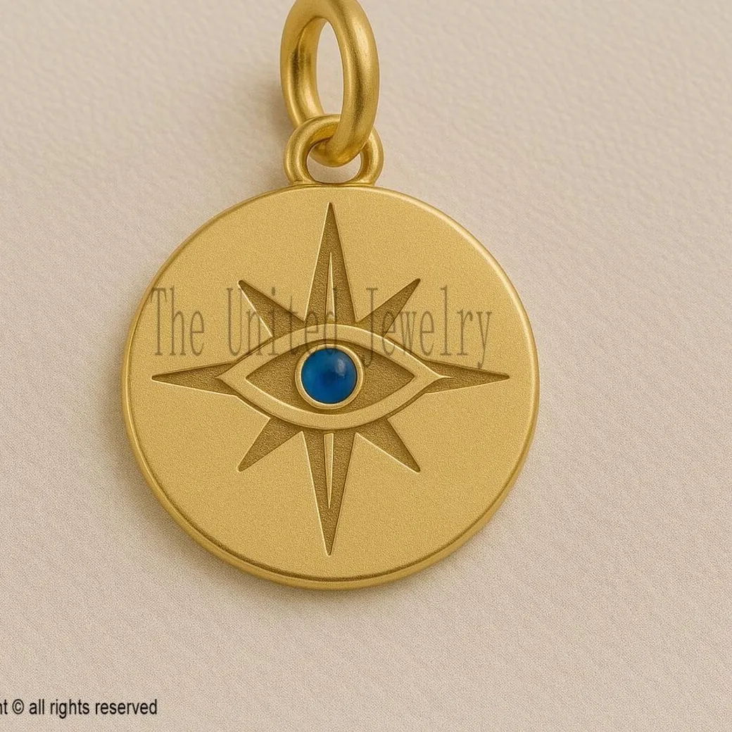 Authentic The Celestial Navigator: 18K Gold-Plated Compass Star & Evil Eye Talisman