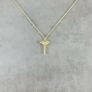 Authentic Caduceus of the Healer Gold-Plated Talisman