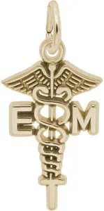 Authentic Gold-Plated Sterling Silver EMT w/ Caduceus Symbol Charm by Rembrandt