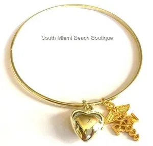 Authentic Nursing Caduceus Charm Bracelet Nurse RN Graudation Plus Size Gold Plated