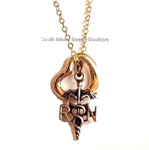Authentic Rose‑Gold Heart of Healing Caduceus Necklace – Sacred Nurse’s Emblem