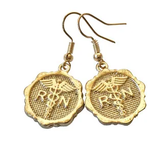 Authentic Caduceus of the Healing Path Gold-Plated Earrings