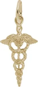 Authentic Gold-Plated Sterling Silver Classic Caduceus Charm by Rembrandt