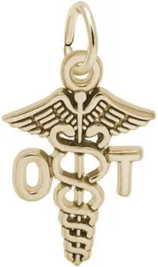 Authentic Gold-Plated Sterling Silver Occupational Therapist Caduceus Charm by Rembrandt