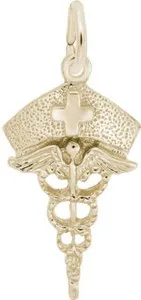 Authentic The Healer's Alchemical Emblem: Gold-Plated Sterling Silver Caduceus Charm