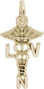 Authentic Gold-Plated 925 Licensed Vocational Nurse Caduceus Charm by Rembrandt