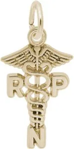 Authentic Gold-Plated 925 Registered Practical Nurse Caduceus Charm by Rembrandt