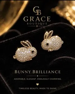 Authentic Whispers of Serenity: Golden Bunny Belle Earrings