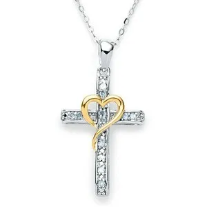 Authentic The Sacred Union: Radiant Cross and Heart Gold-Plated Talisman