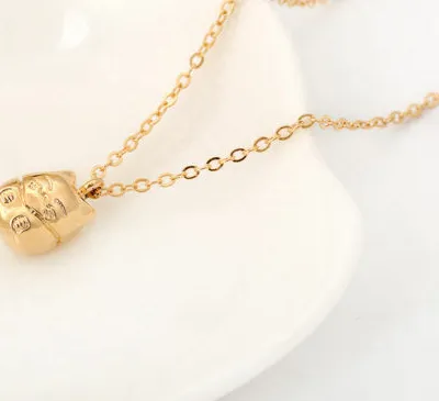 Authentic Women 18K Rose Gold Plated Japanese Lucky Cat Maneki Neko Pendant Charm Necklace