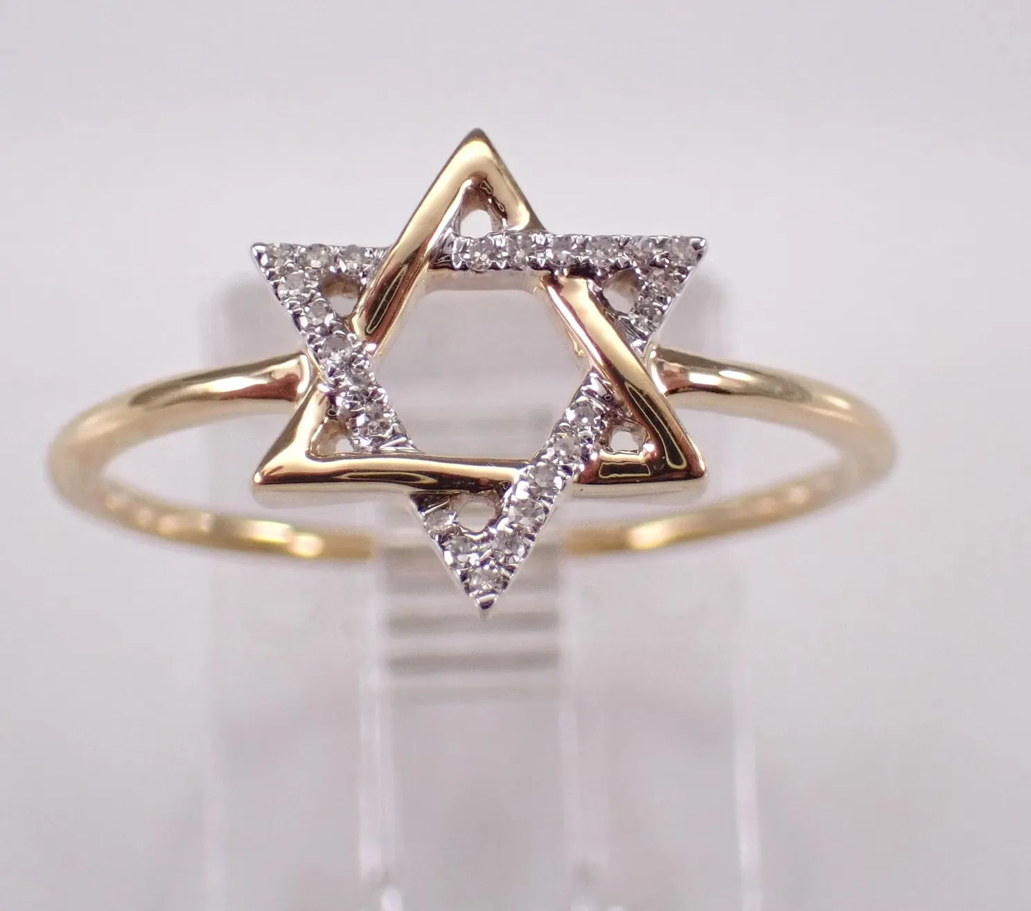 Authentic 0.20 Ct Moissanite Star Of David Womens Engagement Ring 14K Yellow Gold Plated