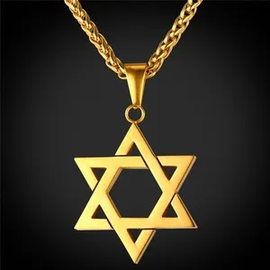 Authentic Star of David Pendant & Necklace Chain christian Israel Jewish Gold Plated