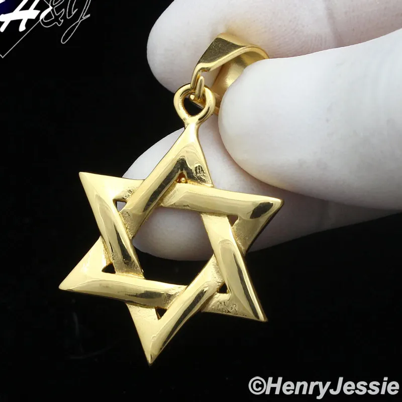 Authentic MEN's Gold Plated Jewish Star of David Charm Pendant*GP137
