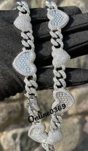 Authentic Radiant Heart Cuban Link Moissanite Talisman in White Gold-Plated Silver