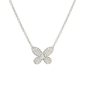 Authentic GRAFF Women Necklace K18 White Gold WG diamond Gold Plated33372 Butterfly Di...