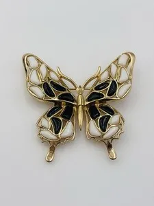 Authentic Butterfly of Transformation: Elegant Gold Plated Mosaic Brooch